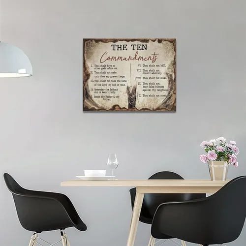 Miniatura 4 de Arte de Pared de los Diez Mandamientos, 10 Mandamientos, Versículo Bíblico Cristiano, Imágenes de las Escrituras Religiosas, Decoración de Pared