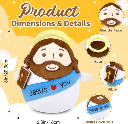 Miniatura 3 de Muñeco de peluche de Jesús, 8 pulgadas, Jesús con la Biblia, capa y Jesús te ama, juguetes de peluche Kawaii para la escuela dominical