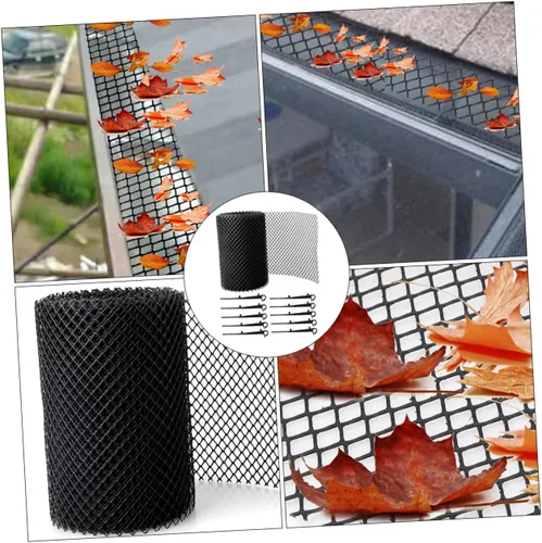 Miniatura 5 de Uonlytech 1 Unidades Anti-Caída Red Downspout Filtro de Red de Plástico Esgrima Malla Colador Jardín Pájaro Red Canaleta Cepillo Techo Canalón