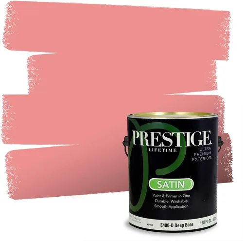 Miniatura 172 de Prestige Paints E100-T-SW6591 Pintura exterior e imprimación en uno, 1 galón, plano, combinación comparable de Sherwin Williams Amaryllis, 1 galón