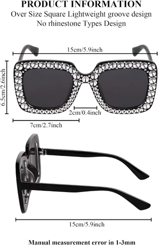 Miniatura 3 de 2 piezas de gafas de sol cuadradas brillantes de gran tamaño con marco grueso retro