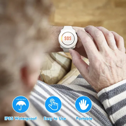 Miniatura 8 de Daytech Botón de llamada del localizador del cuidador para ancianos en el hogar Sistema de alerta de enfermera para pacientes mayores 2 receptor 3