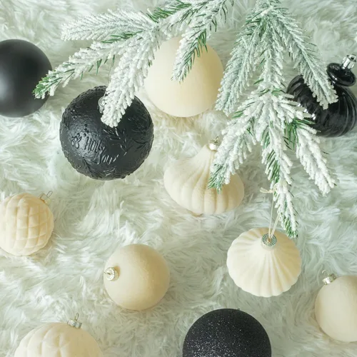 Miniatura 2 de KI Store - Esferas de Navidad color negro, 20 piezas de 3.15 pulgadas, adornos para árbol de Navidad, Halloween, corona, guirnalda, ganchos