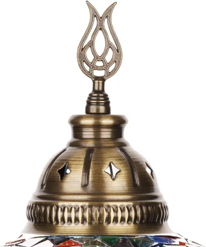 Miniatura 4 de DEMMEX Lámpara de mesa de mosaico marroquí turco de globo grande de 7 pulgadas, hecha a mano estilo Tiffany de cristal colorido, luz de escritorio