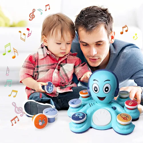 Miniatura 6 de Juguetes musicales para bebés, juguetes de aprendizaje para niños pequeños, juguetes musicales de pulpo, juguetes educativos musicales para niños