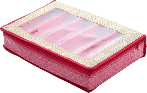 Miniatura 2 de Kuber Industries Brocade Hardboard Cinco Varillas Brazalete Caja (Rosa) - CTKTC42025
