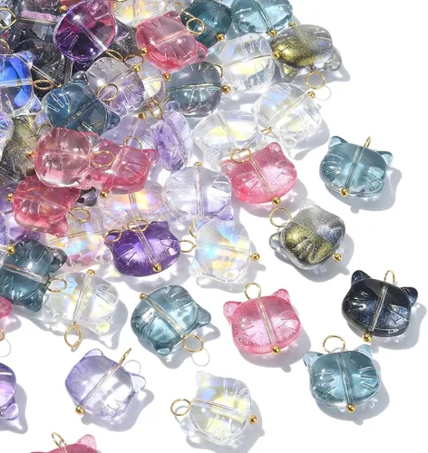 Miniatura 26 de Ipotkitt 100 dijes de cristal colorido con forma de lágrima de cristal facetado para hacer aretes, collares, joyas