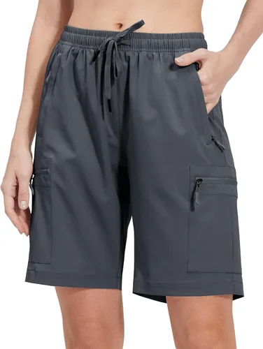 NOMINATE Pantalones cortos tipo cargo de senderismo para mujer, bermudas de verano para entrenamiento de golf con bolsillos con cremallera, ligeros
