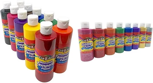 Cra-Z-Art Paquete a granel de pintura de témpera y purpurina lavable, 18 unidades, colores surtidos