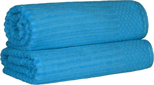 Miniatura 96 de Superior Juego de 6 toallas de algodón sólido y acanalado, toallas de cara de 13 x 13 pulgadas, toallas de mano de 16 x 28 pulgadas, toallas de baño
