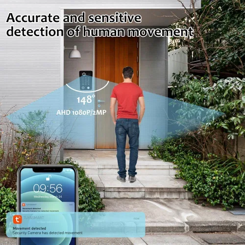 ANJIELO SMART Timbre con sistema de videoportero WiFi con cámara, video con cable 1080P, soporte para huellas dactilares, tarjetas RFID,