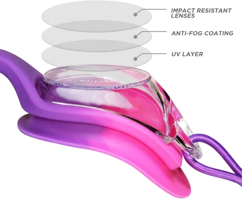 Miniatura 7 de Gafas de natación para niños, paquete de 2 gafas de natación de protección completa, sin fugas, antivaho para niños de 3 a 14 años Verde y Púrpura