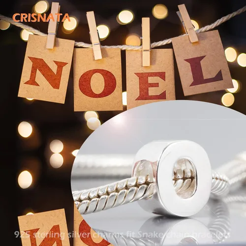 Miniatura 3 de 26 dijes completos de letras, plata de ley 925 pulida, cuentas del alfabeto A-Z, se adapta a pulseras europeas con nombre, regalo para madre, padre
