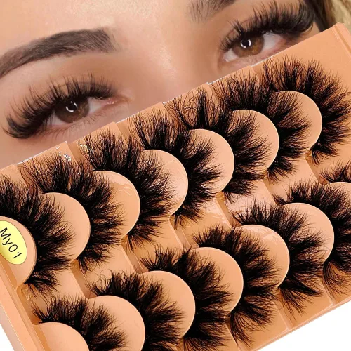 Miniatura 13 de 7 pares de pestañas de ojo de gato 3D pestañas postizas naturales 5D esponjosas suaves cruzadas pestañas manga pestañas Wispy Natural pestañas