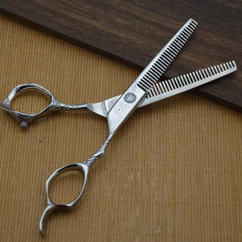 Miniatura 5 de Tijeras de corte de pelo de acero de dos lados para adelgazar los dientes de corte de peluquería peluquería peluquería salón de afeitar
