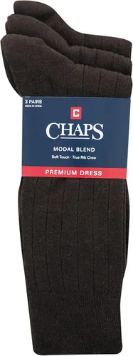 Miniatura 4 de Chaps Men's Soft Touch True Rib Dress Crew Socks-3 Pair Pack-Modal Blend and Embroidered Detail