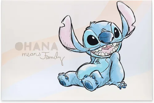 Miniatura 7 de Open Road Brands Disney Lilo y Stitch con ángel Lienzo envuelto en galería Decoración de pared - Adorable arte de pared de Stitch para decoración
