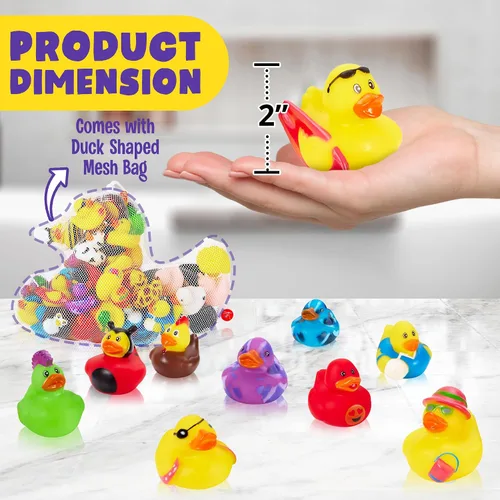 Miniatura 4 de Playbees Surtido de patos de goma para niños, paquete de 25 unidades, juego sensorial, alivio del estrés, relleno de calcetines, regalos