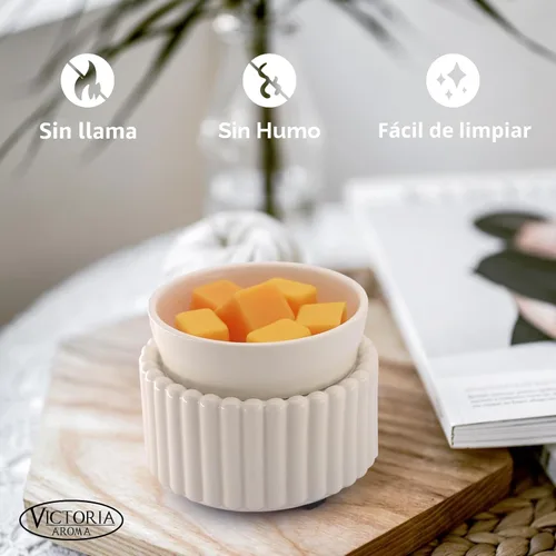 Miniatura 3 de VICTORIA AROMA Calentador de cera de cerámica 3 en 1, calentador de cera de velas para derretir cera perfumada, quemador eléctrico de cera