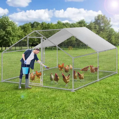Miniatura 10 de YITAHOME Gallinero grande de madera para gallineros, corral de pollo al aire libre con 2 cajas de anidación, jaula de aves de corral, jaula