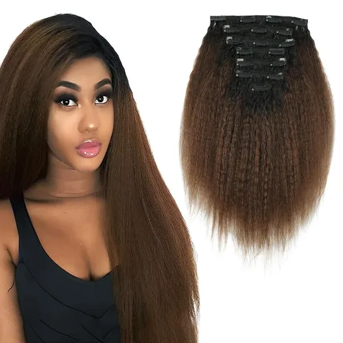 Miniatura 20 de ABH AMAZINGBEAUTY HAIR Extensiones de cabello lacio rizado con clip para mujeres negras, color natural, extensiones de cabello humano virgen