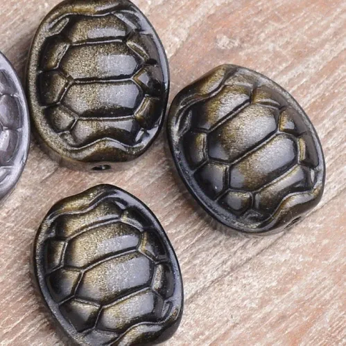 Miniatura 2 de 3 cuentas con colgante de concha de obsidiana de plata dorada de cristal natural tallado, curación
