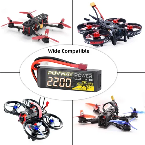 Miniatura 4 de 3S 11.1 V 2200mAh LiPo Batería 50C RC Batería con T Plug Compatible RC Avión, Helicóptero RC, Dron, etc. (2 unidades)