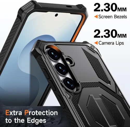 Miniatura 5 de Funda magnética para Samsung Galaxy S24 FE con soporte y protector de pantalla [compatible con Magsafe] antideslizante, cuerpo completo, doble capa