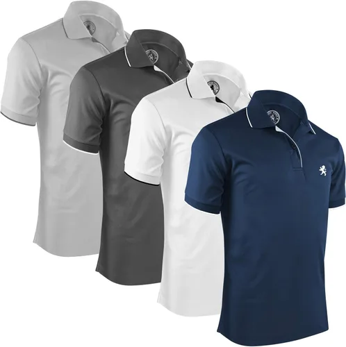 Albert Morris - Camisas tipo polo de manga corta para hombre, a rayas, 4 unidades