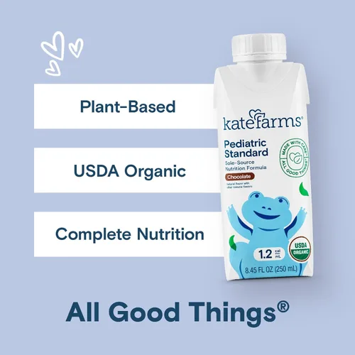 Miniatura 4 de KATE FARMS - Batido de nutrición pediátrica orgánica de chocolate alto en calorías 1.2, 12g de proteína, 27 vitaminas y minerales, reemplazo