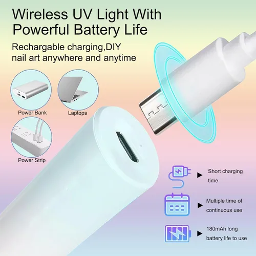 Miniatura 6 de Lámpara UV de mano para uñas de gel, mini luz de uñas portátil, inalámbrica, recargable por USB, luz LED UV, secador de uñas para secado rápido