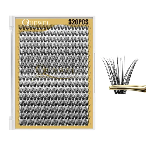 Miniatura 33 de QUEWEL 580 racimos de pestañas 30D+40D+50D+60D+80D+100D racimos de pestañas wispy de 10-18mm, pestañas individuales en racimo reutilizables