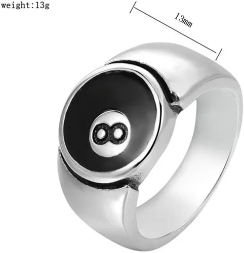 Miniatura 2 de OAKKY Anillo de acero inoxidable para hombre, 8 bolas, sello gótico de la suerte