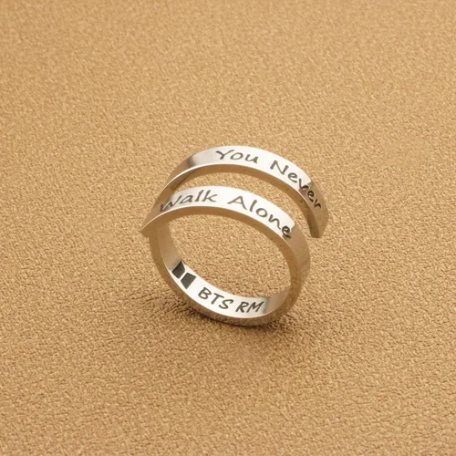 Miniatura 2 de ARETIS - Anillo Kpop Bangtan para niños, con texto en inglés "You Never Walk Alone Love Yourself J-Hope, JIMIN JIN JIN, JK RM SUGA V, Bangtan, Boys