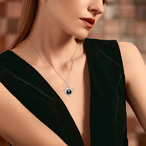 Miniatura 16 de Collar con colgante de perlas negras cultivadas, joyería fina, regalos para mujeres, collar con pedante de perlas negras de agua dulce para mujer