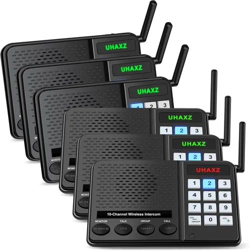 Miniatura 8 de Intercomunicadores inalámbricos para el hogar, intercomunicador de largo alcance de 6000 pies, sistema de intercomunicación doméstica de 10 canales