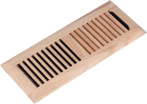 Miniatura 5 de Rejilla de piso de roble blanco de madera dura, cubierta de ventilación empotrable, 4x10 pulgadas con regulador de aire, sin acabar Blanco