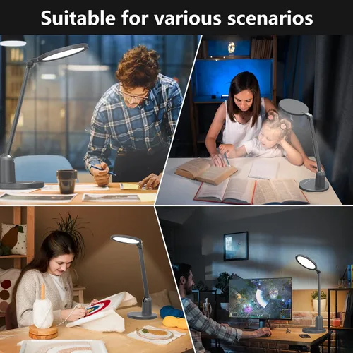 Miniatura 7 de Lámparas de escritorio para oficina en casa con base estable, luz LED de escritorio ultra brillante de 1000 lúmenes, lámpara de mesa regulable