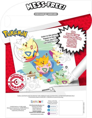 Miniatura 2 de Bendon Imagine Ink Pokemon Magic Ink - Libro de imágenes y juego con marcador sin desorden Rojo