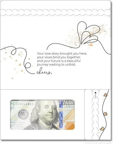 Miniatura 66 de Tarjeta de boda, con dos aperturas de tira para desgarrar, con ventana de plástico transparente que deja ver dinero, cheques o tarjetas de regalo