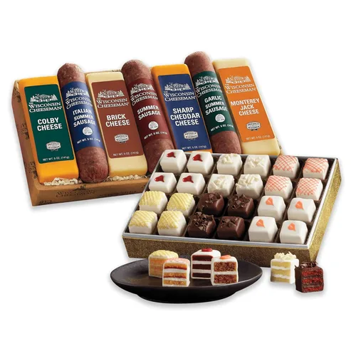 Miniatura 11 de 2 Cajas de Regalo Navideñas - The Wisconsin Cheeseman Combo de Carne y Queso - Con Salchichas de Verano Italiana, Original y de Ajo, Colby, Brick
