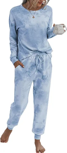 Miniatura 66 de Prettygarden - Conjunto de pijama de dos piezas para mujer, diseño de teñido anudado, sudadera informal de manga larga con pantalones largos, ropa