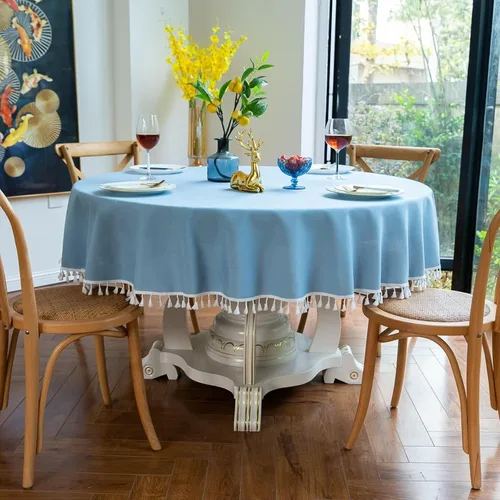 Miniatura 8 de Party Tablecloth, Round 47 inch, Beige, Polyester Solid Color Table Decorations