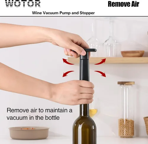 Miniatura 5 de WOTOR Tapones de vino - Protector de vino al vacío, conservador y sellador (negro, 24 piezas)