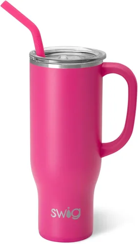 Miniatura 39 de Swig Life Mega Taza de 30 oz, Vaso de 30 oz con Asa y Pajita, Compatible con Portavasos, Apto para Lavavajillas, Vaso Aislado Extra Grande, Botella
