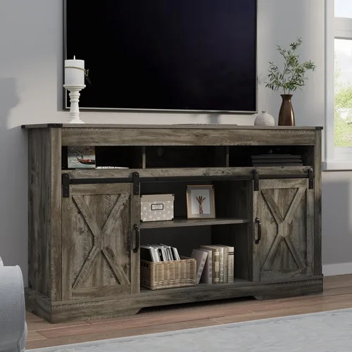 Miniatura 13 de RoyalCraft Soporte de TV con Chimenea Estilo Granja para TV de más de 65 pulgadas, Centro de Entretenimiento con Chimenea Eléctrica de 23