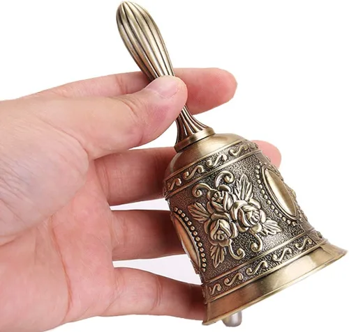 Miniatura 3 de Campana de llamada retro campana de mano antigua campana de cena de bronce campana de servicio restaurante campana de latón cascabel boda aula
