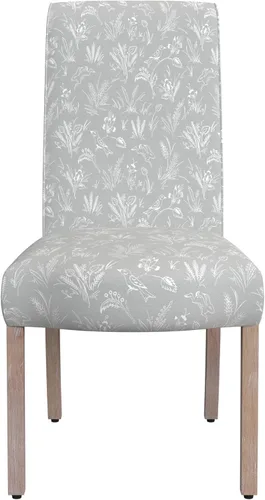 Miniatura 252 de Homepop Silla de comedor con detalles festoneados, sillas de comedor Parsons tapizadas, muebles decorativos para el hogar, tejido gris claro