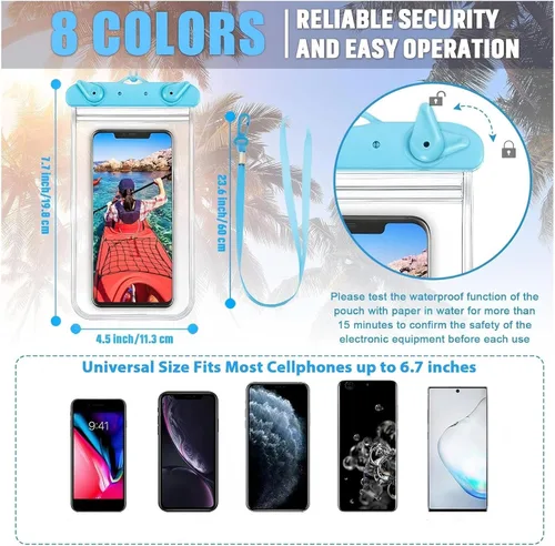 Miniatura 2 de Weewooday Funda impermeable para teléfono celular Ipx8, impermeable, hasta 6.9 pulgadas, para regalos de crucero, playa, piscina, fiesta, natación