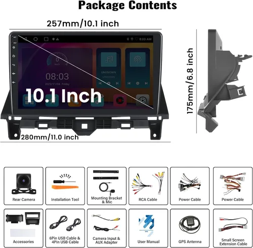 Miniatura 8 de Estéreo de coche 4GB+64GB para Honda Accord 8th 2008-2013 con Carplay inalámbrico Android Auto, Android 13 10.1 'HD pantalla táctil Bluetooth-5.0